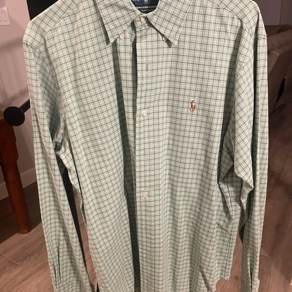 Polo by Ralph Lauren Green Checkered Men's Shirt